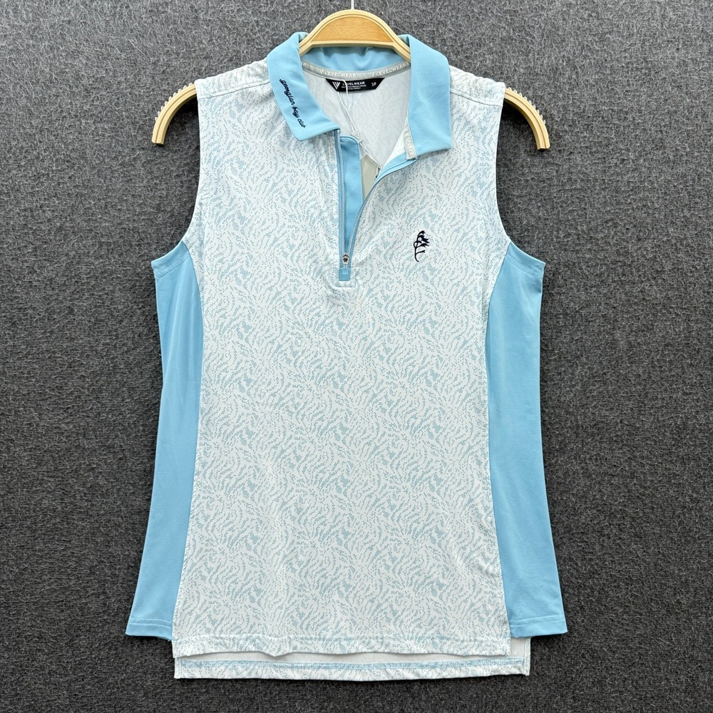 Levelwear Polo‎ Shirt Womens Small Georgian Bay Club  Blue White Golf Top NWT